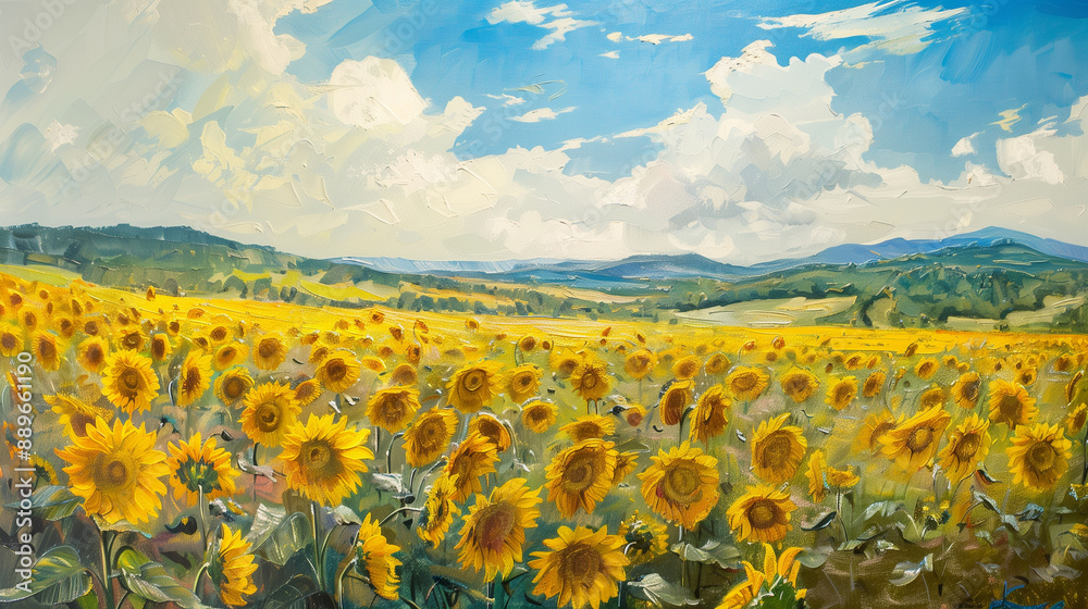 Fototapeta premium A field of sunflowers
