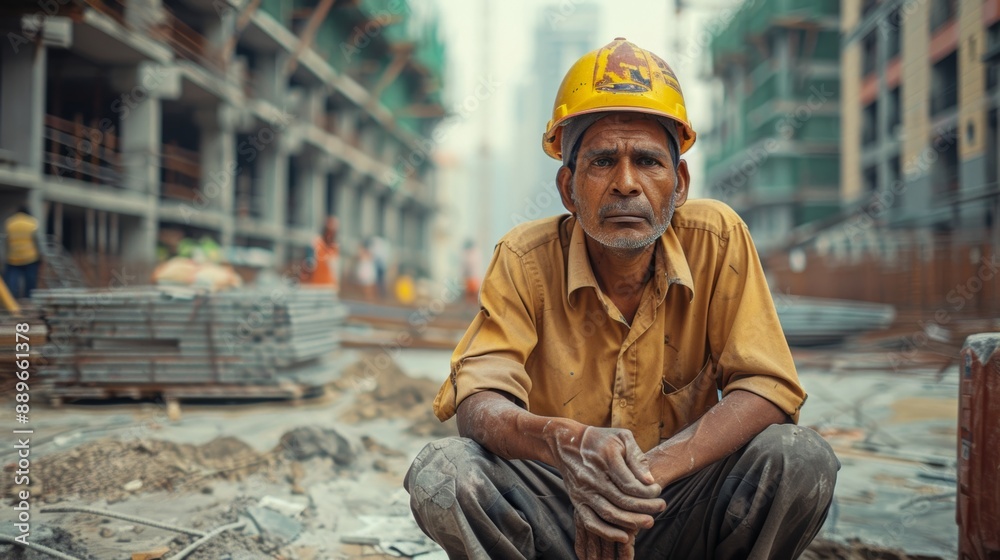 Tired construction worker Tired construction worker