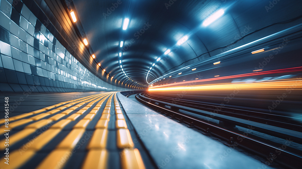 Fototapeta premium Abstract concept of rush time and subway 