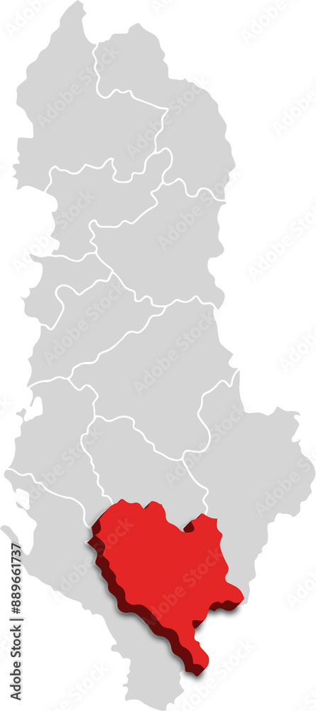 Gjirokastër MAP COUNTY OF ALBANIA 3D ISOMETRIC MAP