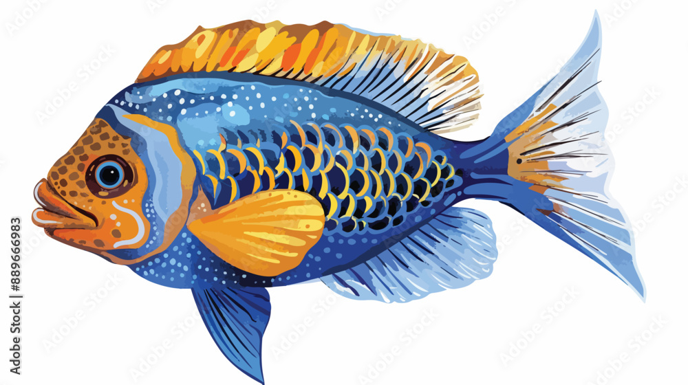 Fototapeta premium Mollie aquarium fish. Vector illustration Handdrawn 