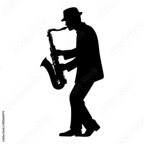 Silhouette of a man playing the saxophone vector illustration
