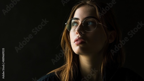 Contrast of Elegance: Model Lifestyle Juxtaposed with Strobe-lit Portrait on Black Background