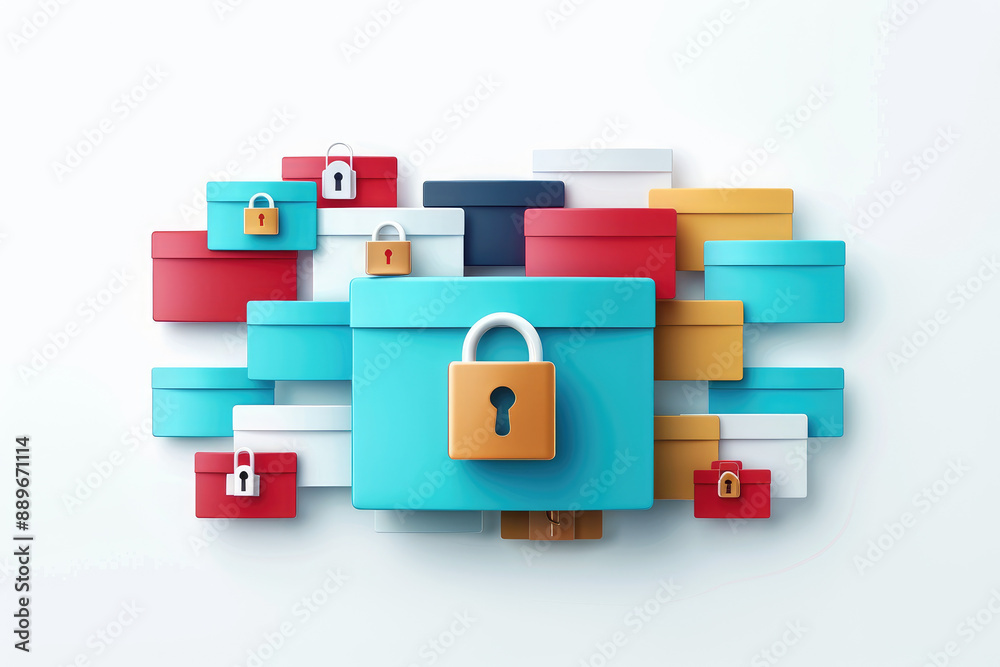 Explore a modern flat design illustration of data encryption files secured with a padlock. Ideal for cybersecurity concepts and technology-related projects. Explore a modern flat design illustration of data encryption files secured with a padlock. Ideal for cybersecurity concepts and technology-related projects.