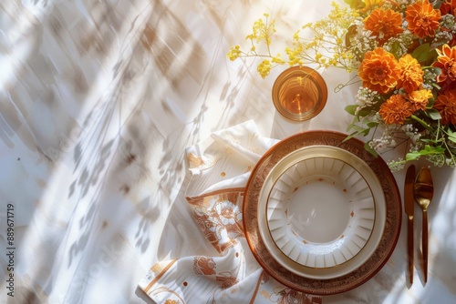 A photograph showcasing a table adorned with Juneteenth-themed decorations, featuring the holiday name elegantly displayed in capital letters on a decorative plate.  photo