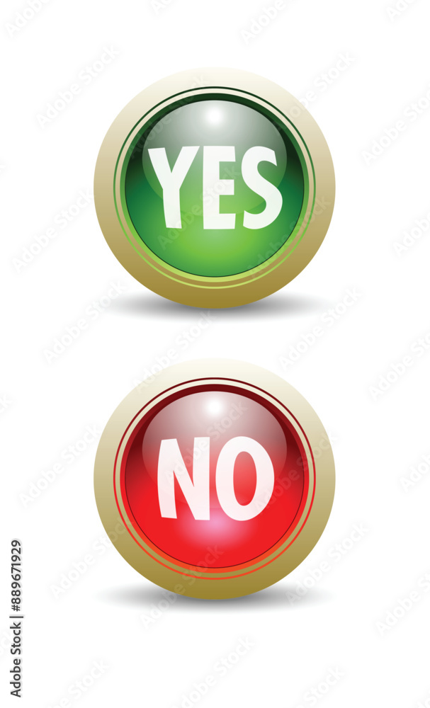 Pair of Yes and No Buttons - Yes or No. Pair of Yes and No Buttons - Yes or No.