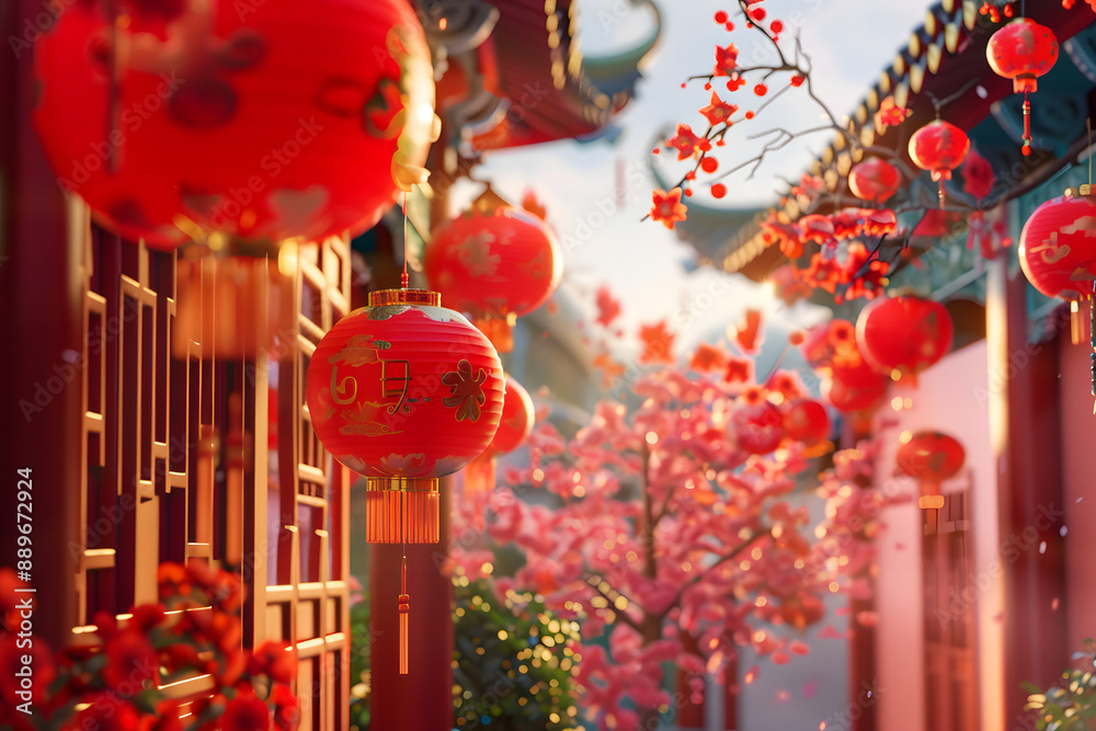 Naklejka premium Chinese New Year celebration and backgrounds in China
