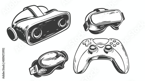 Remote virtual reality controller device Handdrawn Vector