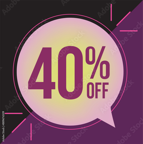 40% off percentage discount, purple, green, round, black, store