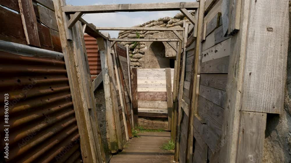 Preserved and restored trench system of WW1 near Diksmuide : the Dodengang, or Trench of Death, major World War One battlefield site of Flanders Preserved and restored trench system of WW1 near Diksmuide : the Dodengang, or Trench of Death, major World War One battlefield site of Flanders