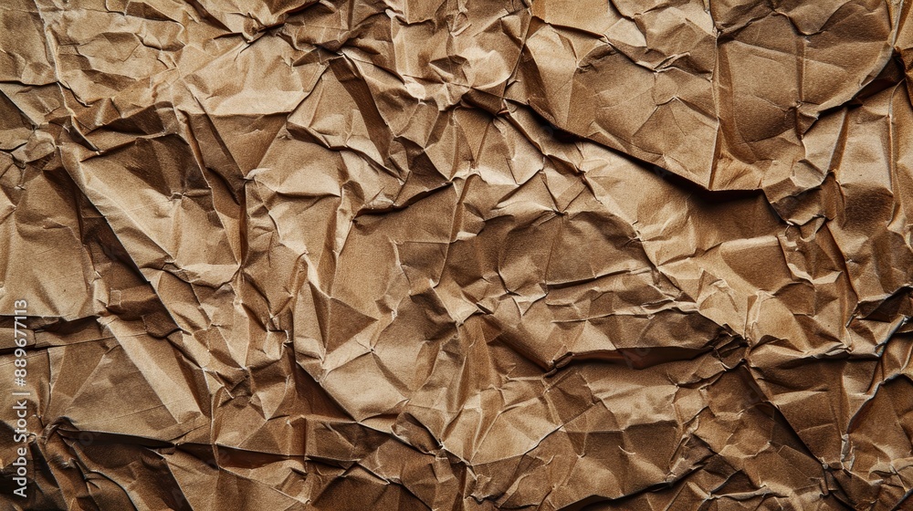 Textured surface of crumpled brown cardboard Textured surface of crumpled brown cardboard