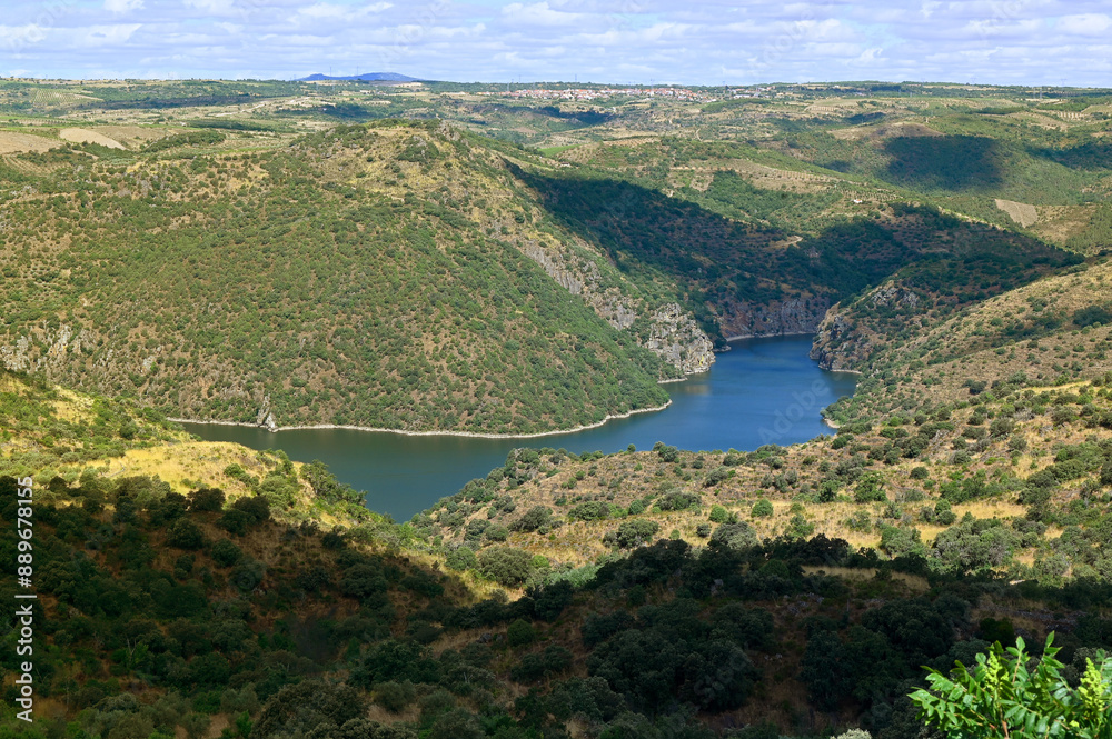 Portugal Douro valley landscape with Duero river and mountains in europe. Portugal Douro valley landscape with Duero river and mountains in europe.