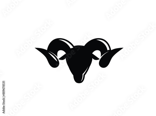 Abstract ram goat head in black logo vector icon design illustration