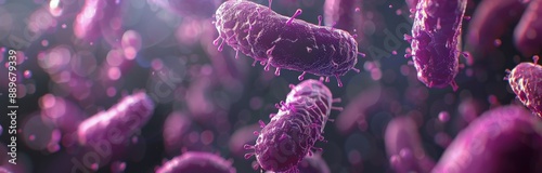 Close Up View of Pink Bacteria Microorganisms in Suspension