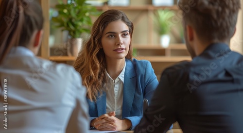 Woman Speaks During a Meeting in a Modern Office