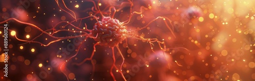 Microscopic View of a Cancer Cell With Intricate Branching Structures