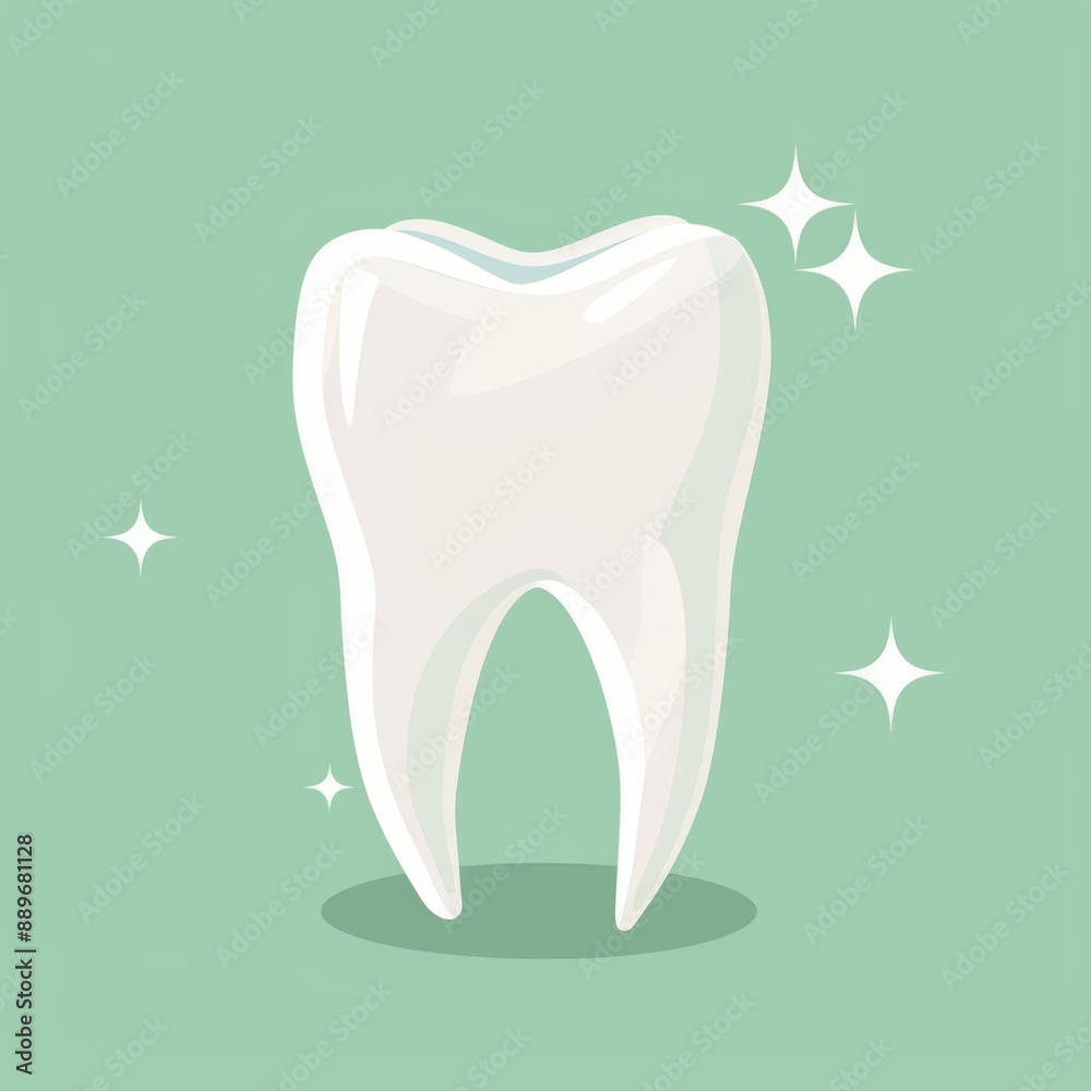 a sparking clean teeth clipart, dental care element, flat design, white tones, isolated on white background