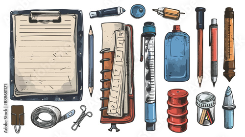 Stationery Paper Glue Vector Illustration Handdrawn Vector