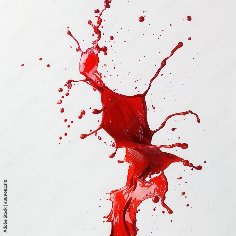 dynamic splash of vivid red paint suspended in midair intricate tendrils and droplets create a sculptural form against a stark white background highspeed photography freezes the moment of impact dynamic splash of vivid red paint suspended in midair intricate tendrils and droplets create a sculptural form against a stark white background highspeed photography freezes the moment of impact