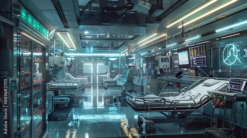 AI algorithms optimizing hospital management systems.