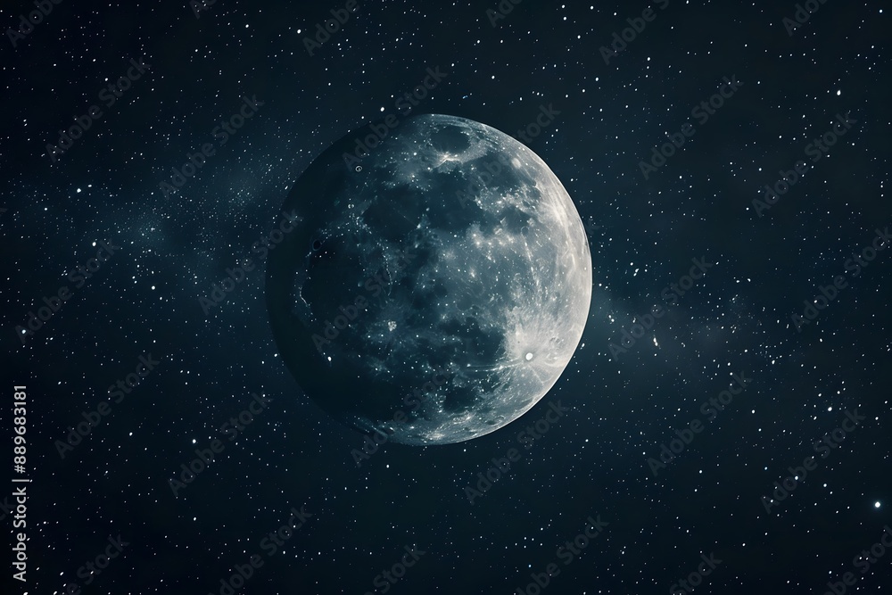Obraz premium Full Moon Illuminated Against a Starry Night Sky
