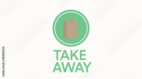 Take Away Bag Icon. Vector isolated illustration of a take away paper bag. Take Away Sign