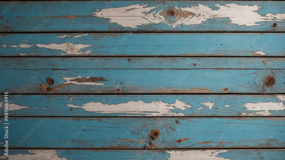 Obraz premium Blue white wash paint rustic old weathered painted vintage wood boards background