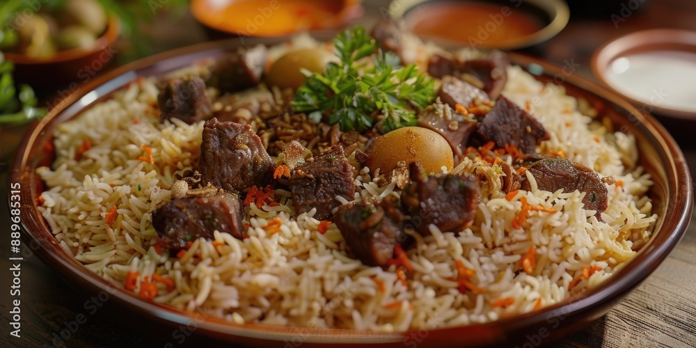 Meat and vegetable dish with rice Meat and vegetable dish with rice