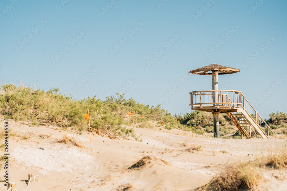Old lifeguard lookout point on the beach hill. Old lifeguard lookout point on the beach hill.