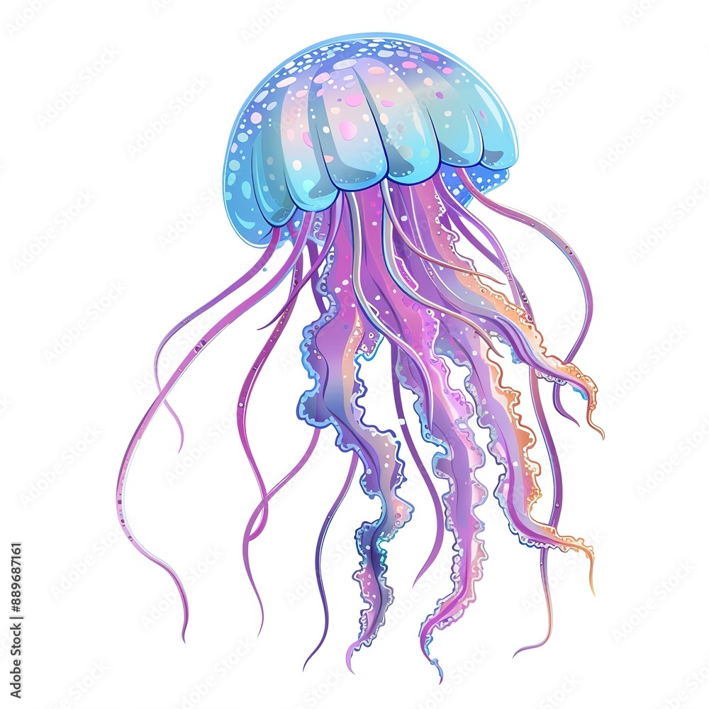 Fototapeta premium Jellyfish Retro animal fashion cartoon isolated whitebackground