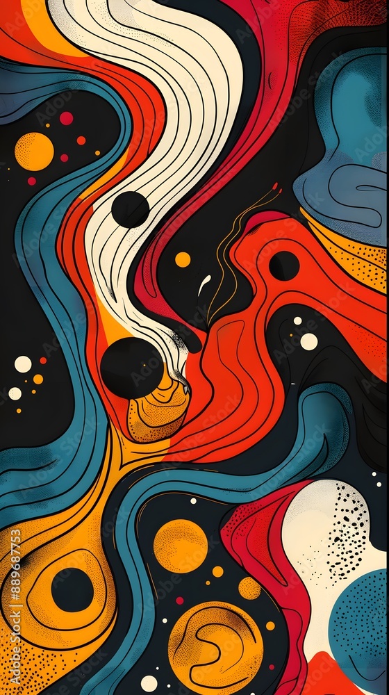 Obraz premium Vibrant Abstract Art with Flowing Lines and Bold Colors