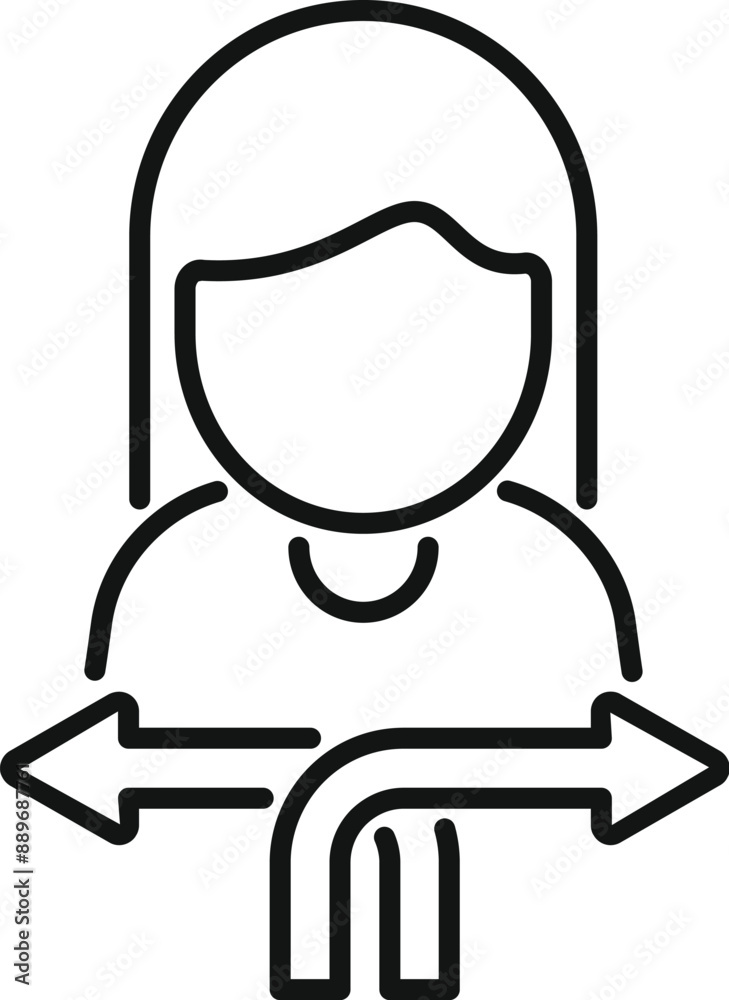 Woman choosing right path icon, making decision, career path, life coaching, choosing direction, business woman, decision making, opportunity, leadership, strategy Woman choosing right path icon, making decision, career path, life coaching, choosing direction, business woman, decision making, opportunity, leadership, strategy