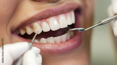 Dentist explaining the process of getting dental veneers photo