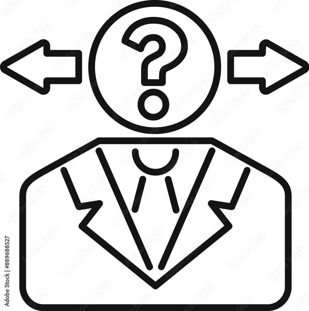 Businessman is deciding between two different options represented by arrows Businessman is deciding between two different options represented by arrows
