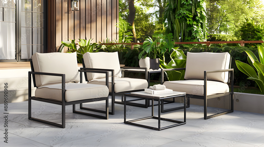 Contemporary Patio Set with Side Table, Style Meets Comfort Contemporary Patio Set with Side Table, Style Meets Comfort