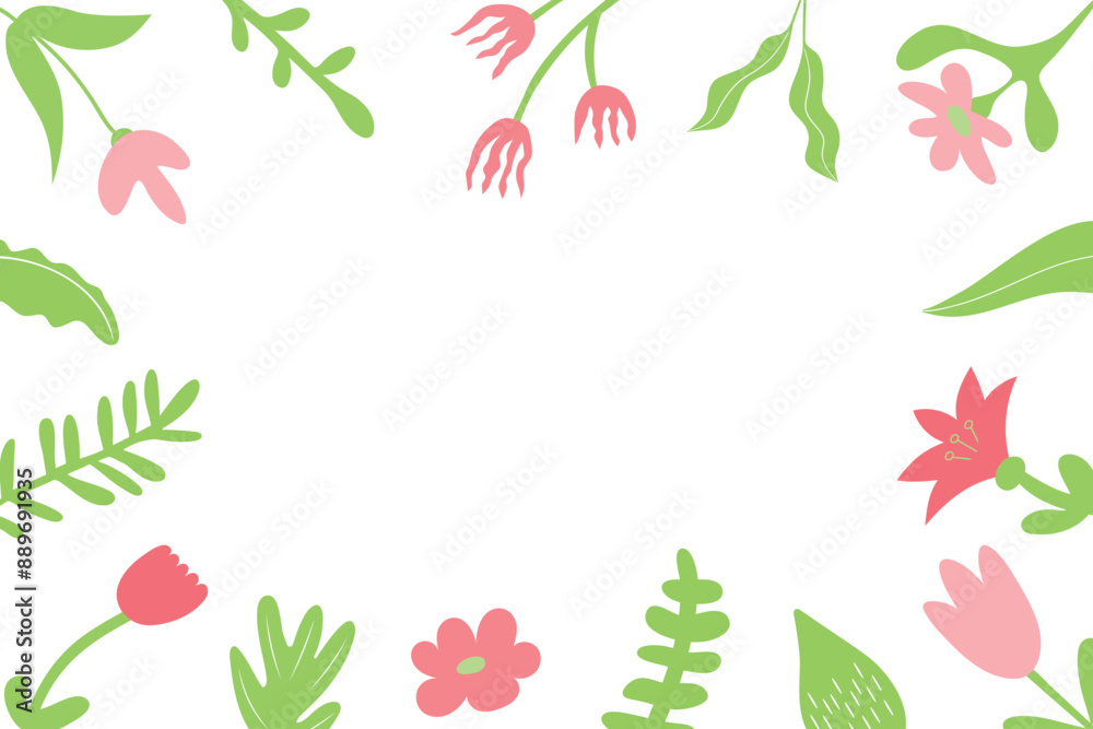 Background with flowers and leaves. Vector illustration. Background with flowers and leaves. Vector illustration.