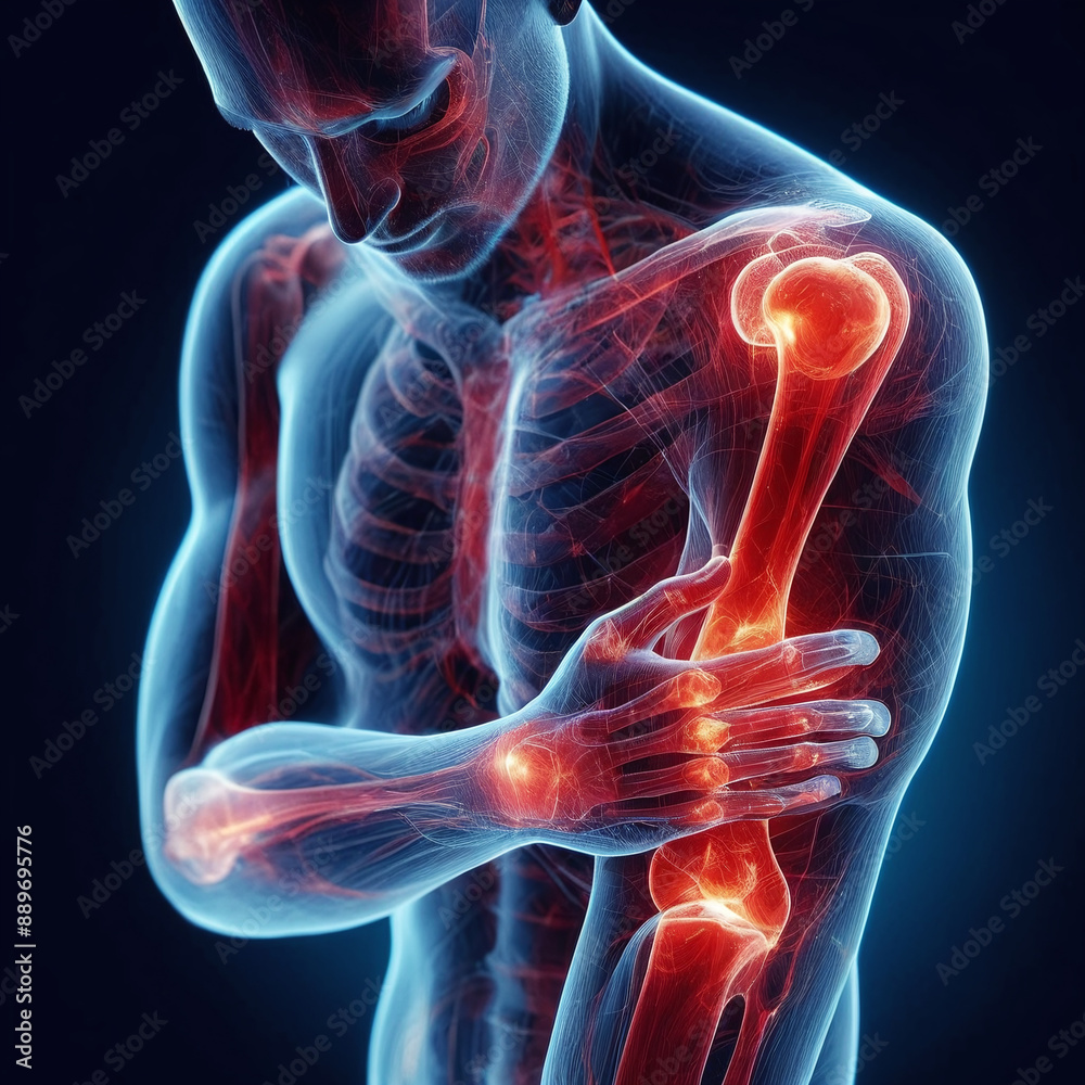 Pain and inflammation in human body joint 3d ai generated image Pain and inflammation in human body joint 3d ai generated image