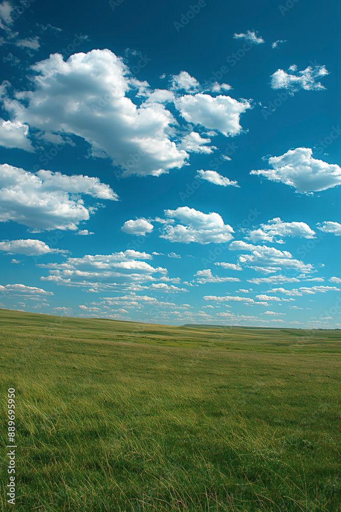 Nature landscape with grass and blue sky with clouds Nature landscape with grass and blue sky with clouds