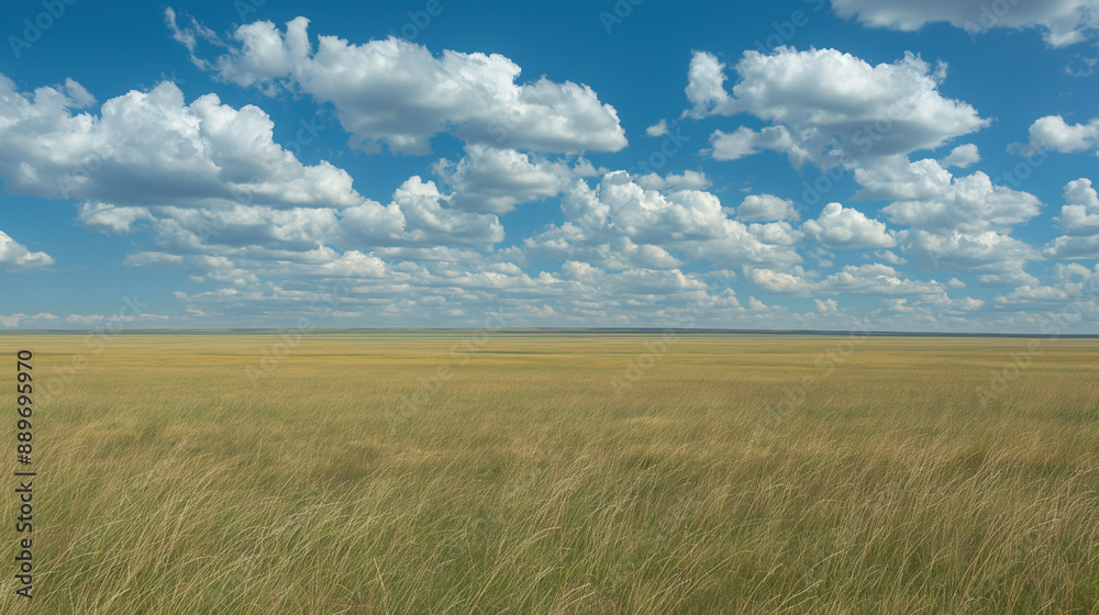 Nature landscape with grass and blue sky with clouds Nature landscape with grass and blue sky with clouds