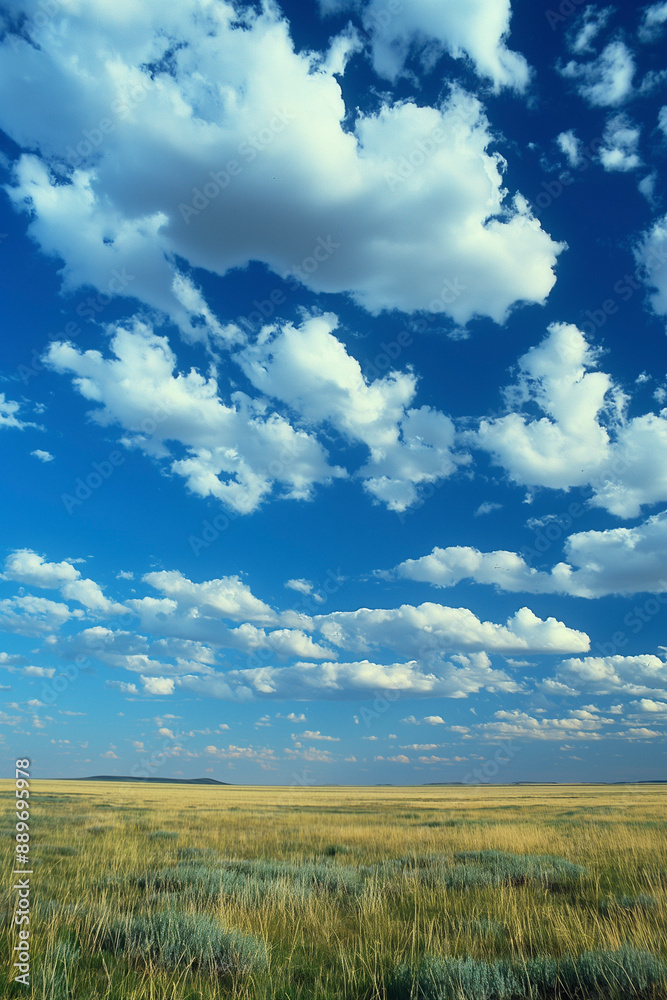 Nature landscape with grass and blue sky with clouds Nature landscape with grass and blue sky with clouds