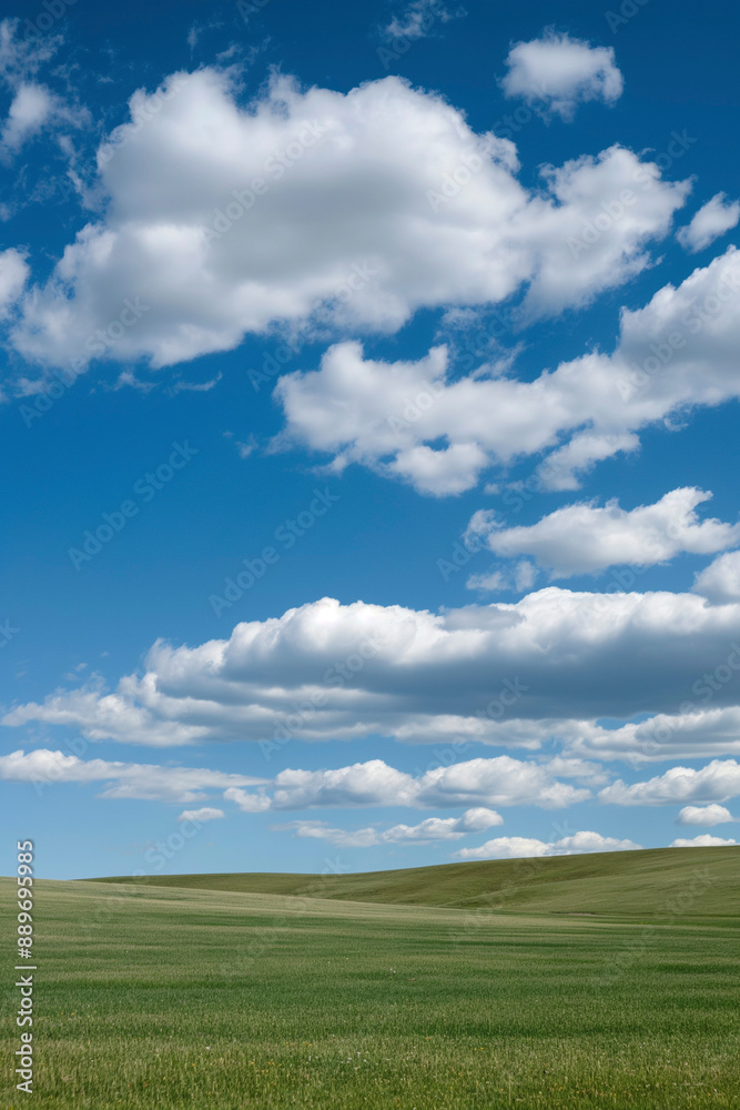 Nature landscape with grass and blue sky with clouds Nature landscape with grass and blue sky with clouds