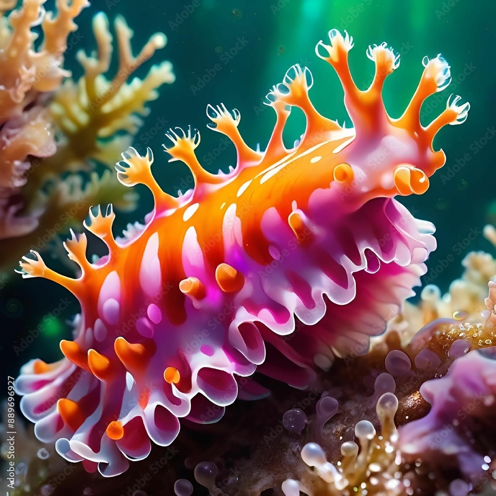 Φωτογραφία Colorful nudibranch on coral reef showcasing vibrant marine life in the ocean