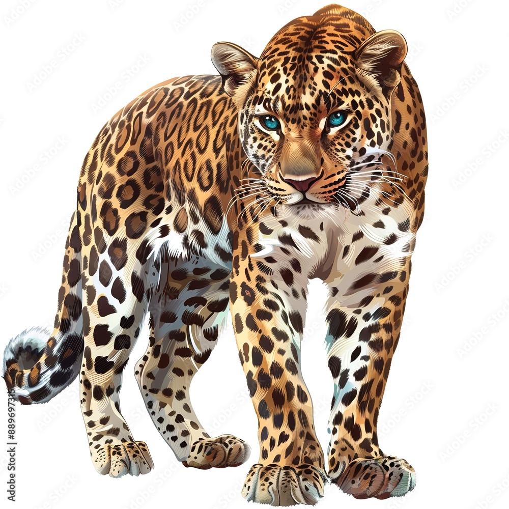 Fototapeta premium Leopard Artsy animal fashion cartoon isolated whitebackground