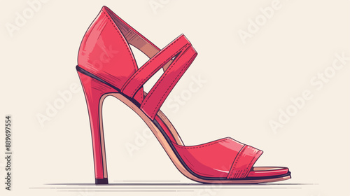 High-heeled sandal vector sketch icon isolated on background
