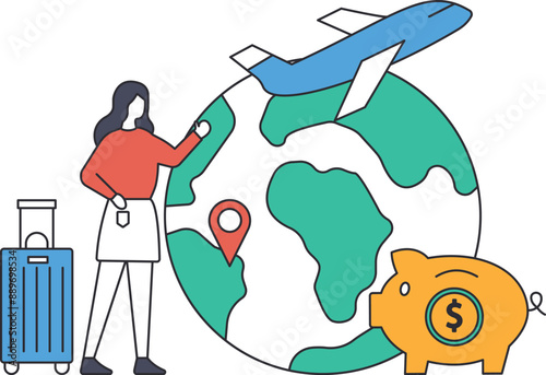 Low cost travel or reduce cost and time to maximize better travel, optimize cost and expense for better profit strategy concept,
