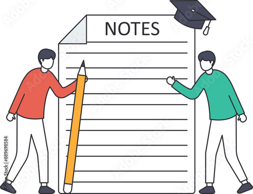 Making Notes for study and work, efficient way for important information, summary or conclusion, planning or productivity concept,
