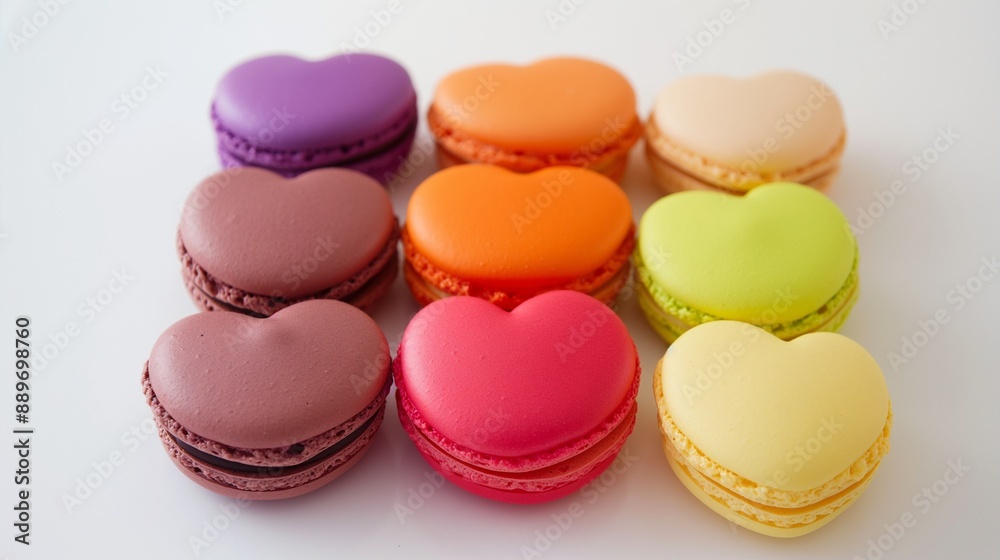 Heart shaped Sweet macarons, colorful luxury macarons Heart shaped Sweet macarons, colorful luxury macarons