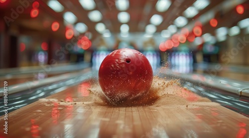 A Bowling Ball Strikes the Pins With a Burst of Dust