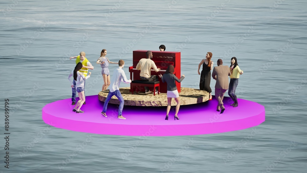 Obraz premium music dock concert water sea platform circle