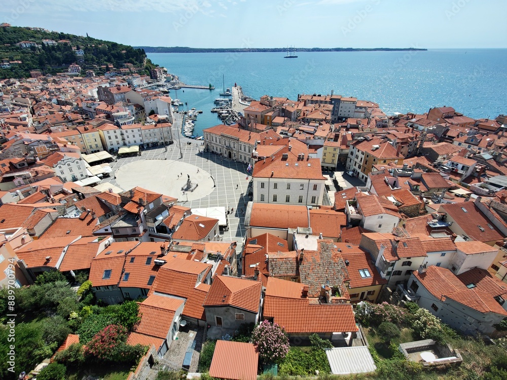 Roofs of the old city of Piran, Slovenia - venetian medieval city at the Adriatic Sea Roofs of the old city of Piran, Slovenia - venetian medieval city at the Adriatic Sea